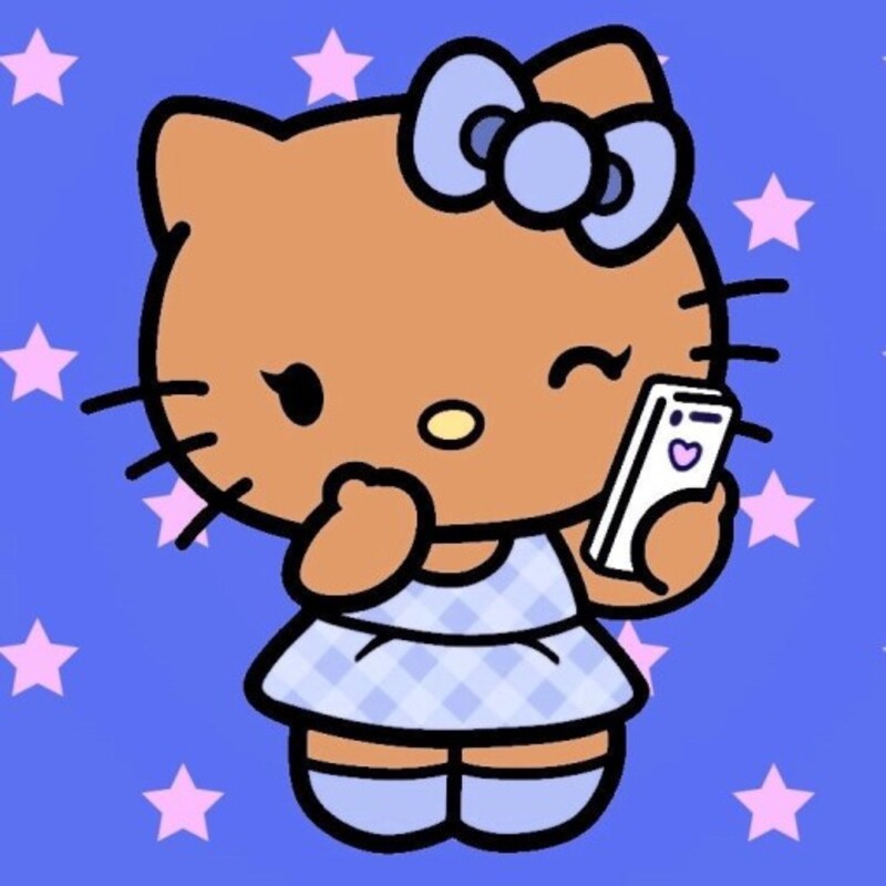 스마트폰을 들고 윙크하는 고양이 캐릭터